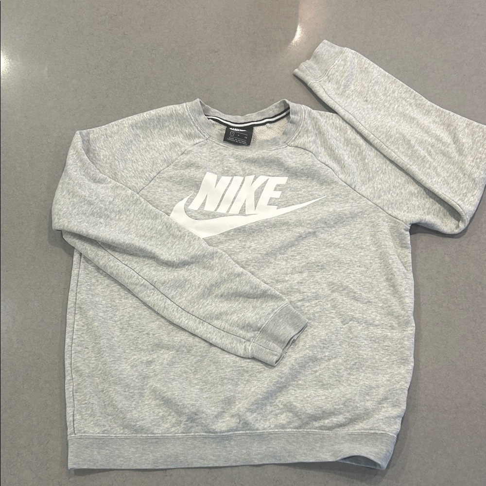 Nike Light Gray Crewneck Sweatshirt with White Logo